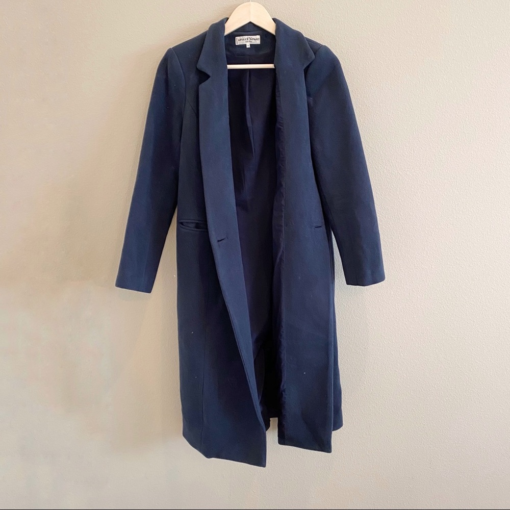 Apiece Apart Wool Trench Coat Navy